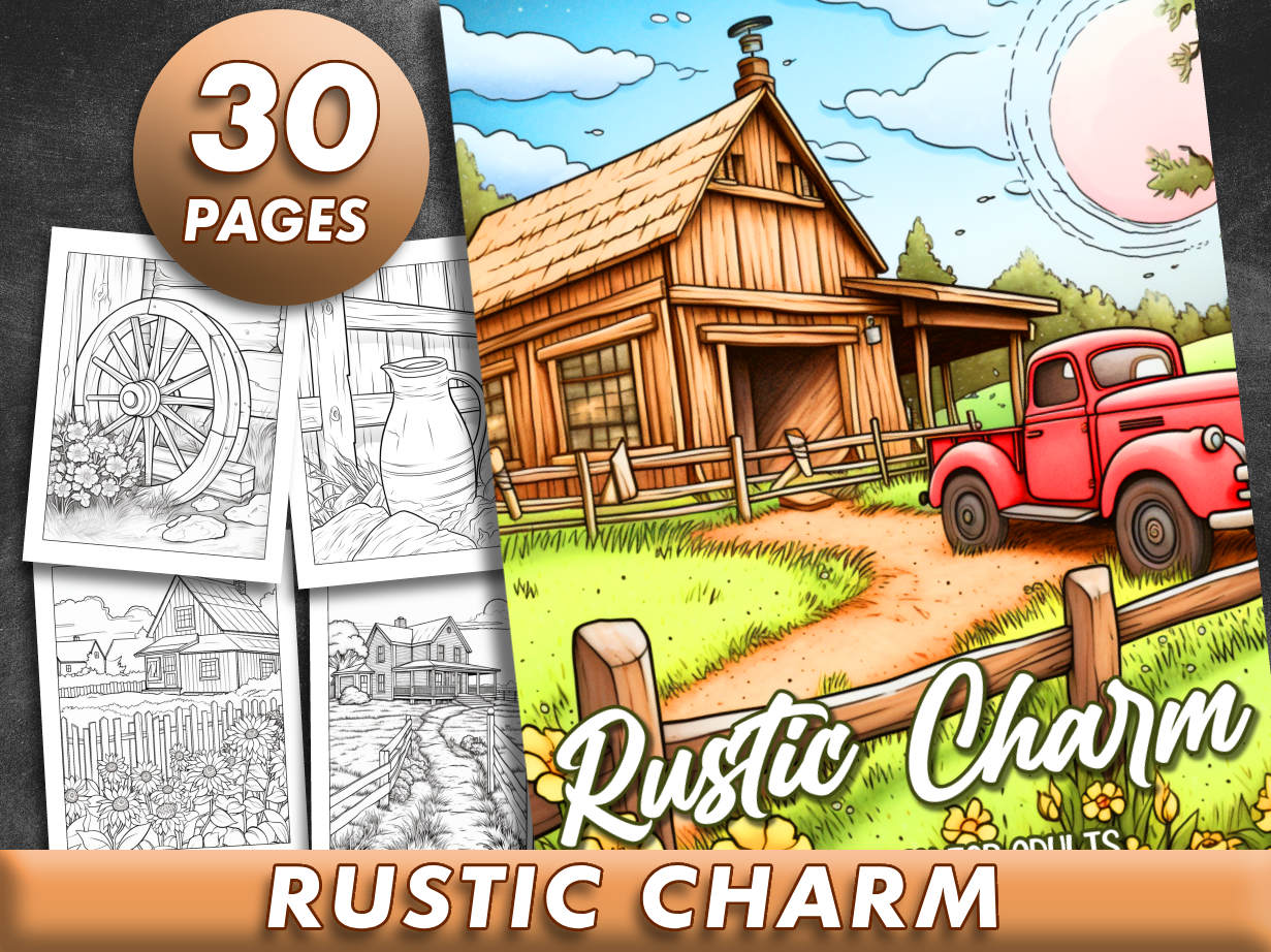 Rustic Coloring Books Rustic Charm Coloring Book – The Colorist's Corner